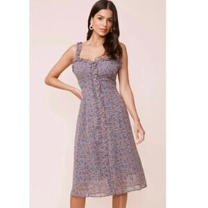 ASTR The Label Cottage Blue Microfloral Sleeveless Midi Dress